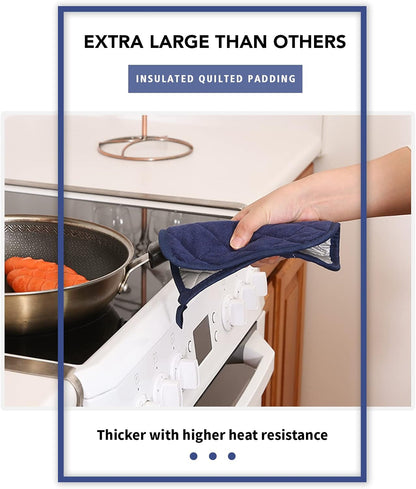5 Pack Pot Holders for Kitchen Clearance | Cotton Made, Machine Washable, Heat Resistant Potholder, Hot Pads, Trivet for Cooking and Baking, Dark Blue4