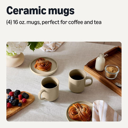 Stoneware Coffee Mugs, 16 Oz, 4-Piece Set, Gloss-Glazed, Stain-Resistant, Microwave, Freezer and Dishwasher-Safe, Linen Gray2