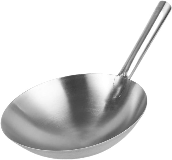 Heavy Duty Stainless Steel Wok Pan Handle 12-Inch round Bottom Cooking Pan for Induction Electric Gas Stoves Versatile Home Cookware Random Style1
