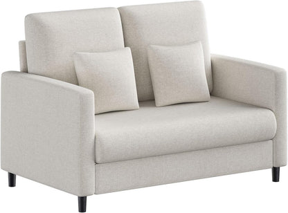 Loveseat Sofa, 52" Love Seat for Small Spaces, Mid Century Sofa Accent Chair, Wood Frame, Tool-Free Assembly, Comfy Sofa Couch for Bedroom, Living Room, Beige1