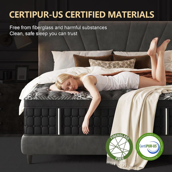 Queen Mattress 14 Inch Hybrid, Cooling-Gel Foam & Pocket Springs, Medium Firm with Edge Support – 365-Night Trial, Bed in a Box6