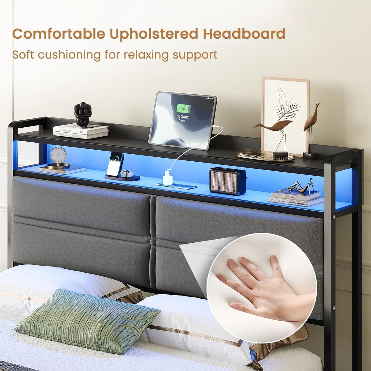 full-bed-frame-with-led-lights-and-charging-station-dark-grey