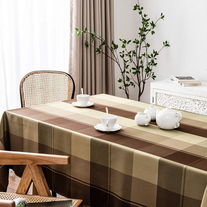 Rectangle Plaid Check Tablecloth Spill Proof Water Wrinkle Resistant Checkered Table Cover Party Holiday Outdoor Tabletop Decoration Kitchen Dining Room, 60" X 102", Taupe3