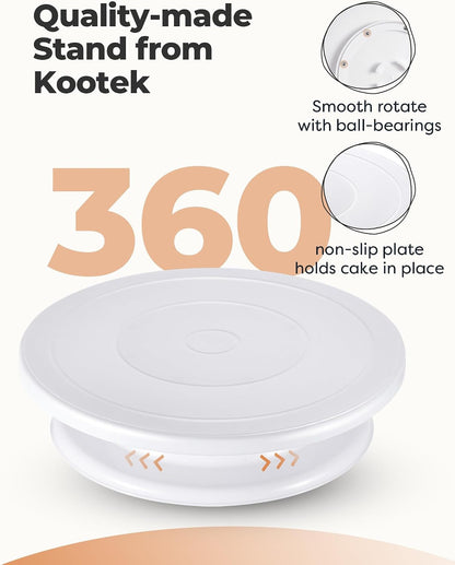 Cake Stand Turntable for Party, Base Giratoria Para Pastele | Smooth Rotating, Non-Slip, Easy-To-Clean, Lightweight, Pedestal Cake Spinner, Baking Supplies Tools for Decorating Display2
