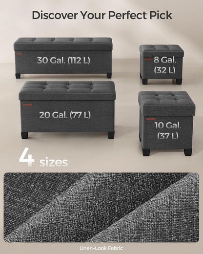 SONGMICS Storage Ottoman, Small Ottoman Foot Rest with Legs, 15 X 15 X 15.7 Inches Foot Stool, Load up to 660 Lb, for Living Room, Bedroom, Dorm, Dark Gray ULSF14GYZ8