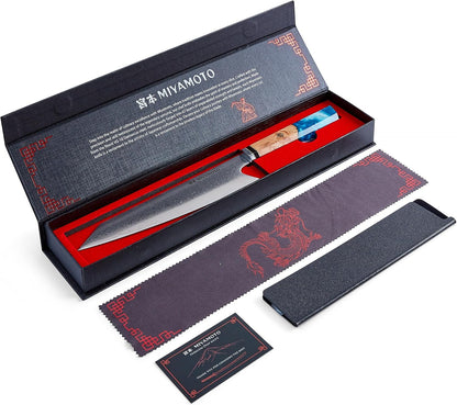 8-Inch Japanese Damascus Chef Knife, 67-Layer Steel, Ultra-Sharp High Carbon Blade with Resin Handle for Precision Chopping and Carving7