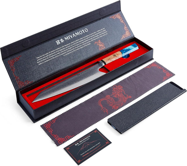 8-Inch Japanese Damascus Chef Knife, 67-Layer Steel, Ultra-Sharp High Carbon Blade with Resin Handle for Precision Chopping and Carving7