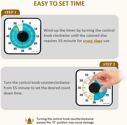 60-Minute Visual Countdown Timer, 7.5-Inch Oversize Classroom Visual Timer for Kids and Adults, Durable Mechanical Kitchen Timer Clock with Magnetic Backing (Blue)2