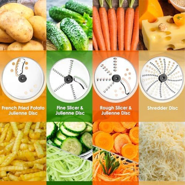 16-Cup Food Processor, Heavy-Duty 9-Function Appliance with 7 Blades & 3 Speeds for Dough Kneading, Meat Chopping, Slicing, Shredding & Making French Fries, 600W (Red, 16 Cup)7