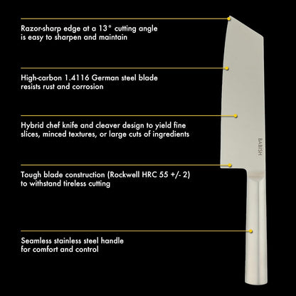 7.5-Inch Clef Knife – High-Carbon 1.4116 German Steel Kitchen Knife, Chef & Cleaver Hybrid for Chopping, Slicing & Prep, Full-Tang, Razor Sharp, Ergonomic Design3