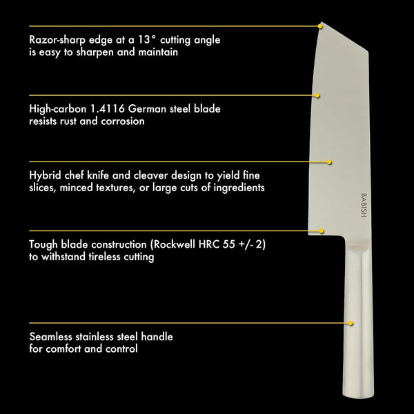 7.5-Inch Clef Knife – High-Carbon 1.4116 German Steel Kitchen Knife, Chef & Cleaver Hybrid for Chopping, Slicing & Prep, Full-Tang, Razor Sharp, Ergonomic Design3
