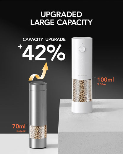 Electric Salt & Pepper Grinder Set, Rechargeable 2 Pack, Black White3