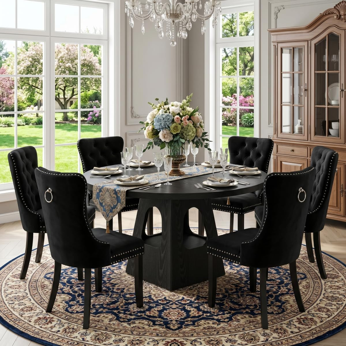 47-black-round-dining-table-set-for-6-round-dining-room-table-set-for-6-with-tufted-nailhead-chairs-arched-pedestal-base-modern-farmhouse-dining-table-set-for-kitchen-entertaining