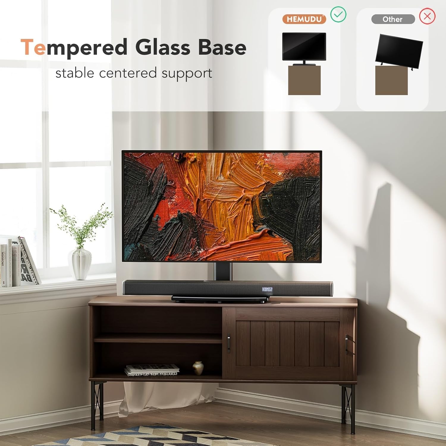 universal-swivel-tv-table-top-tv-stand-for-19-to-43-inch-tvs-with-90-degree-swivel-4-level-height-adjustable-heavy-duty-tempered-glass-base-holds-up-to-99lbs-ht02b-001