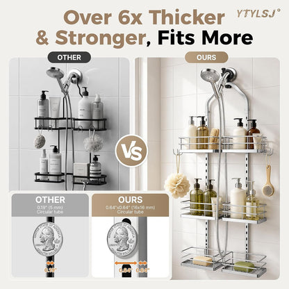 3-Tier Hanging Shower Caddy for Handheld Showerhead, Silver4