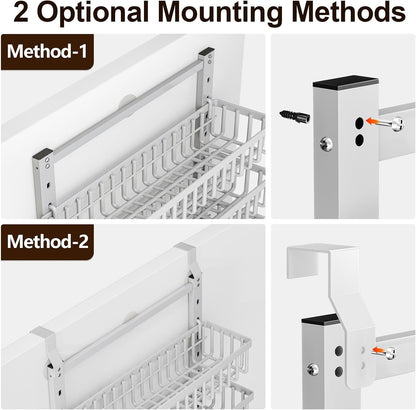 9 Tier over the Door Pantry Organizer, 2 in 1 Wall Mount or Hanging Spice Rack with Adjustable Deep Basket, Heavy-Duty Seasoning Organizer and Storage for Kitchen Cabinet Closet Bathroom3