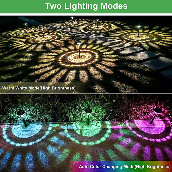 8 Pack Solar Pathway Lights, Multicolor & Warm White LED, IP67 Waterproof, Outdoor Garden Yard Lawn Landscape Decorative2