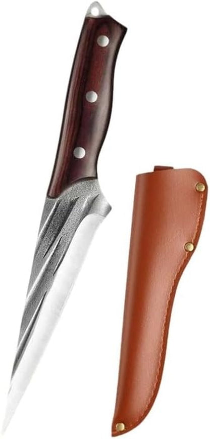 Meat Cleaver, 5.2 Inch Boning Knife Stainless Steel Hande Forged Slaughtering Sheep Meat Cutting Knives Wood Handle with Cover1