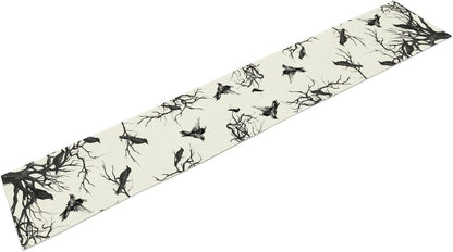 Silhouette Tree Crows Halloween Table Runner Branches Fall Kitchen Dining Table Decoration for Outdoor Home Party for Living Room Holiday Dinner Home 13X90In7