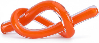 Orange Abstract Glass Knot Sculpture, Hand Blown Glass Decor for Coffee Table TV Cabinet, Shelf or Mantel Accent, Modern Knot Art for Coastal Living Room Tabletop Knick Knacks1