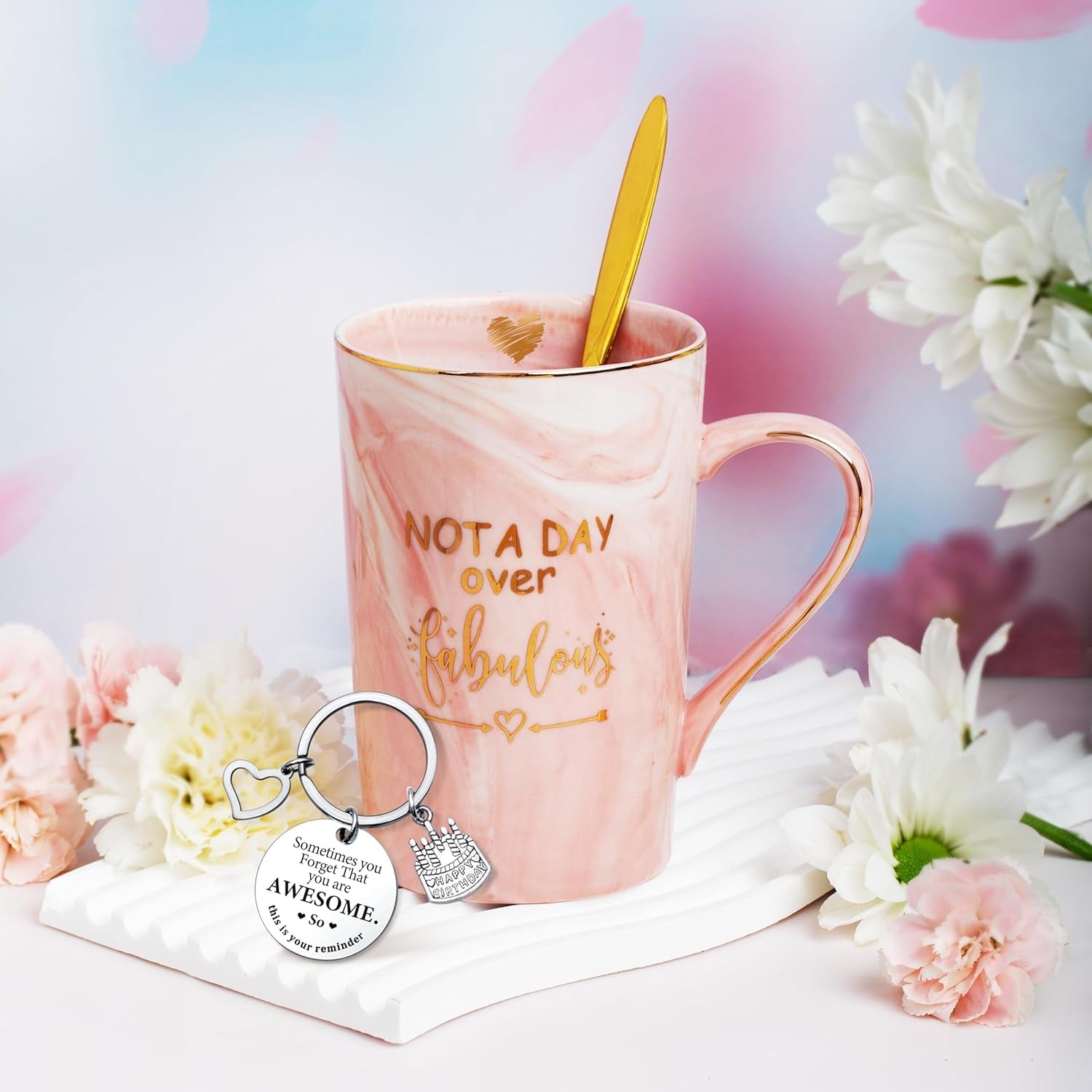 not-a-day-over-fabulous-mug-gifts-set-birthday-gifts-for-women-funny-birthday-gift-ideas-for-her-friends-coworkers-her-wife-mom-daughter-sister-aunt-ceramic-marble-mug-14-oz