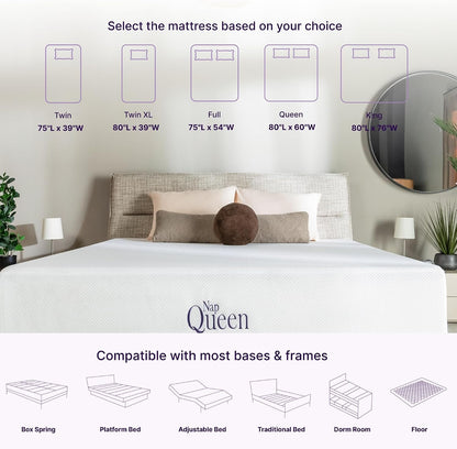 8 Inch Queen Size Mattress, Bamboo Charcoal Memory Foam Mattress, Bed in a Box, White2
