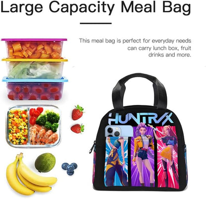 K Pop Lunch Box for Women, Cute Insulated Lunch Bag, Hunters Reusable Lunch Tote Bag for Travel Work Picnic (01)4