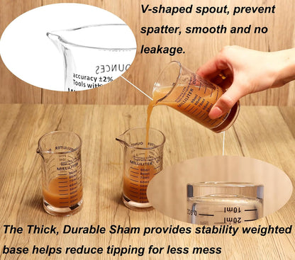 Ackers 3Oz/90Ml Glass Measuring Cup – Shot Glass with Double Scale-Ounce,Ml Markings for Kitchen & Bar(Black Line)3
