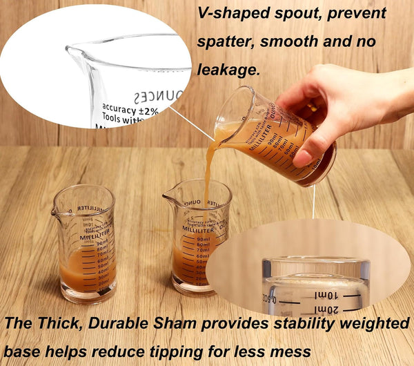 Ackers 3Oz/90Ml Glass Measuring Cup – Shot Glass with Double Scale-Ounce,Ml Markings for Kitchen & Bar(Black Line)3