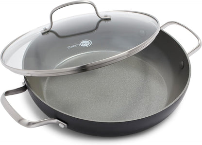 Chatham Hard Anodized Healthy Ceramic Nonstick, 11" Everyday Frying Pan Skillet with 2 Handles and Lid, Pfas-Free, Dishwasher Safe, Oven Safe, Gray1