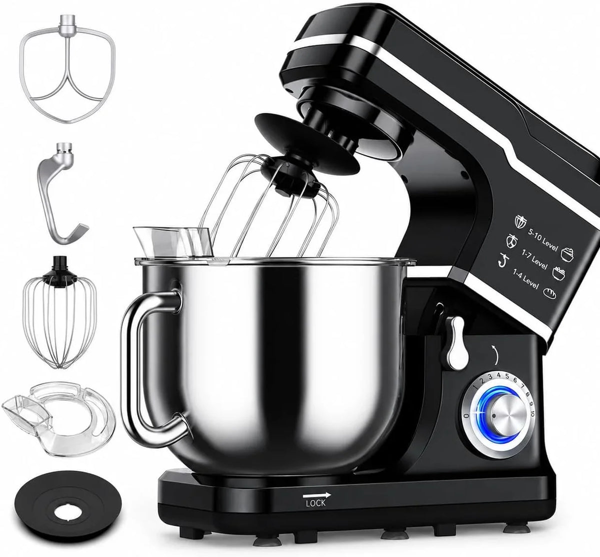 7-5-qt-stand-mixer-10-speed-tilt-head-electric-mixer-with-stainless-steel-bowl-dough-hook-whisk-beater-splash-guard-powerful-660w-motor-for-baking-whipping-mixing-black