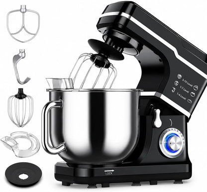 7.5 QT Stand Mixer, 10-Speed Tilt-Head Electric Mixer with Stainless Steel Bowl, Dough Hook, Whisk, Beater, Splash Guard – Powerful 660W Motor for Baking, Whipping & Mixing, Black1