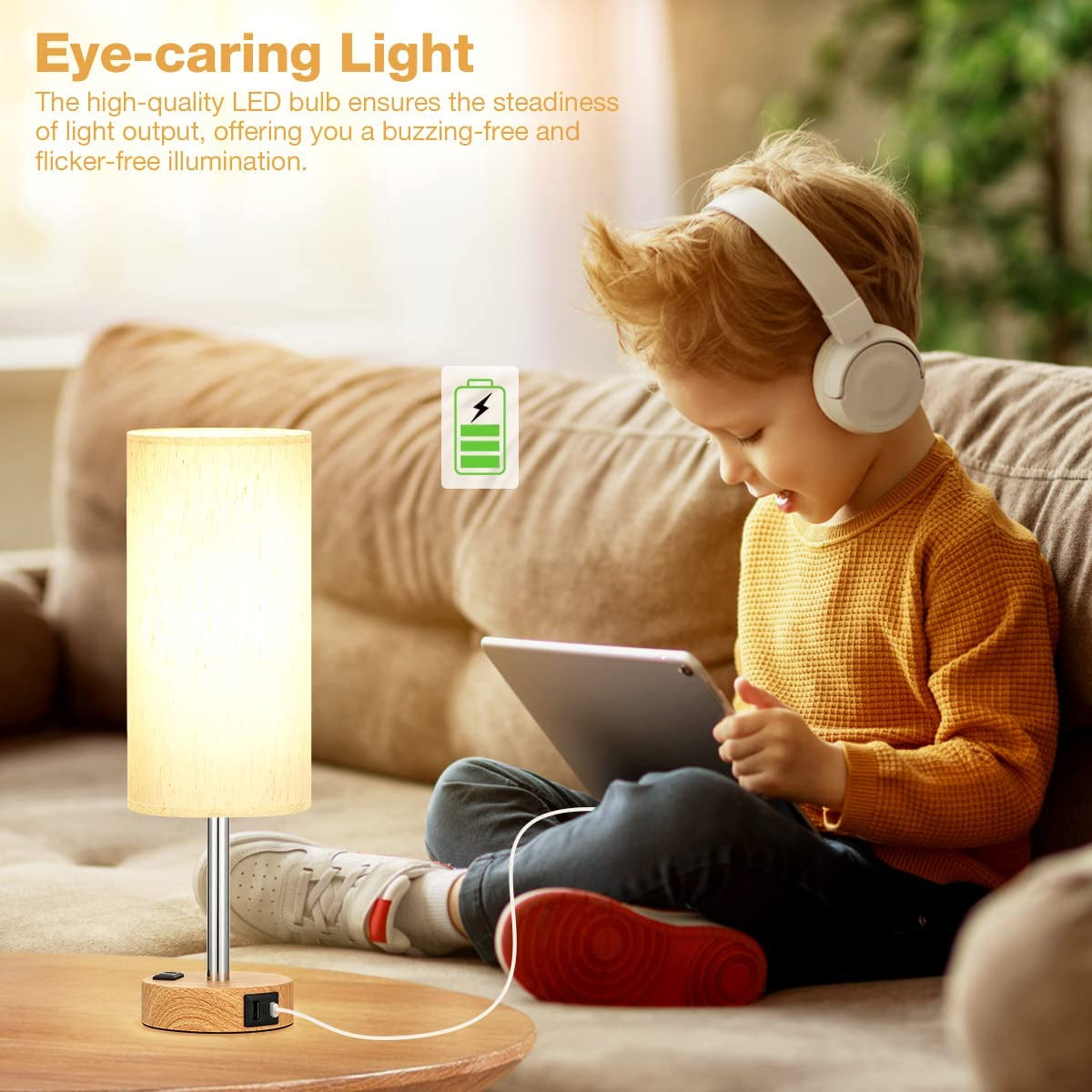 bedside-table-lamp-for-bedroom-dimmable-touch-usb-a-c-ac-outlet-3-way-dimmable-led-bulb-included-fabric-lampshade-wood-grain-metal-base-14-small-nightstand-lamp-for-desk-living-room