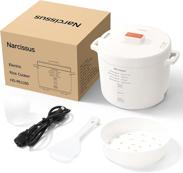 Rice Cooker with Removable Pfas-Free Nonstick Pot, 3.5-Cup Capacity for 1-3 People, Multifunctional for Rice, Oatmeal, Quinoa, Slow Cook, Steam, Can Steam & Cook Simultaneously, Rice White9