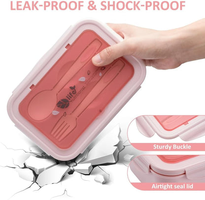 Bento Boxes for Adults - 1100 ML Bento Lunch Box for Kids Childrens with Spoon & Fork - Durable for On-The-Go Meal, Bpa-Free and Food-Safe Materials6
