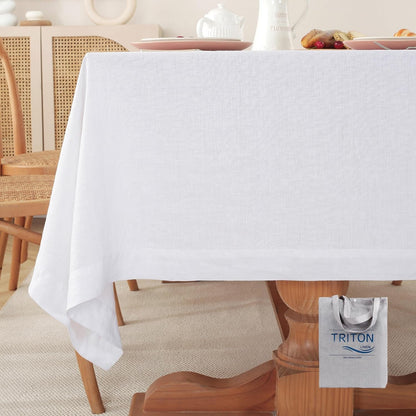 100% Pure French Linen Tablecloth(White, Square-55X55 Inch)1