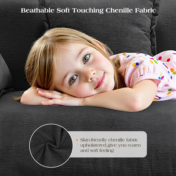 Modular Sectional Sofa,Cloud Couch for Living Room,Modern Deep Seat Sofa Chenille Fabric Comfy Couches with Throw Pillows & Movable Ottoman for Apartment6