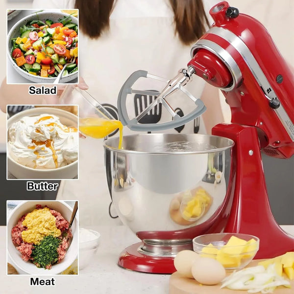 4.5-5QT Stainless Steel Flex Edge Beater for Kitchenaid Classic & Artisan Tilt-Head Stand Mixers. Fits for K45SS, KSM75, KSM90. Paddle with Silicone Edges Scraper, Dishwasher Safe.7