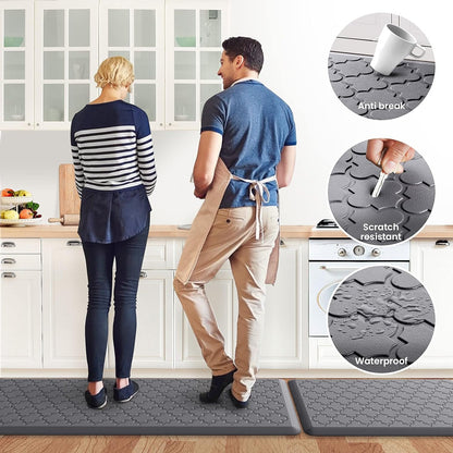 Kitchen Mat 2 PCS Cushioned Anti-Fatigue Floor Mat Standing Mat for Kitchen | 0.47" Thick Cushioned Memory Foam, Water Resistant, Non-Skid, Ergonomic Comfort Kitchen Rugs Sets for Sink Office Laundry6
