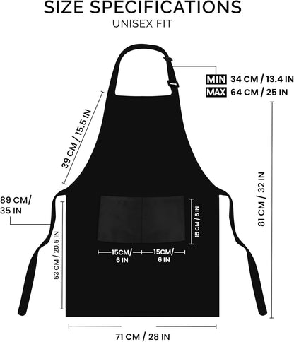 2 Pack Bib Apron, Adjustable with 2 Pockets, Water and Oil Resistant, Cooking Kitchen Chef Apron for Women Men2