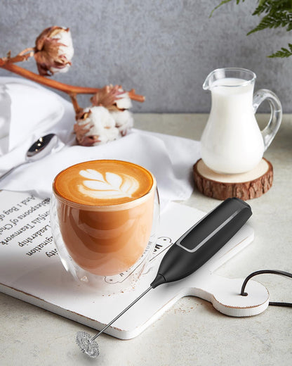 Milk Frother Handheld Battery, Electric Foam Maker Frother Wand, Drink Mixer with Stainless Steel Whisk for Coffee, Matcha, Lattes, Cappuccino Black7