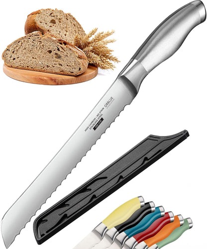 Serrated Bread Knife with Upgraded Stainless Steel Razor Sharp Wavy Edge - Bread Cutter Ideal for Slicing Homemade Bagels, Cake (8-Inch Blade with 5-Inch Handle)1
