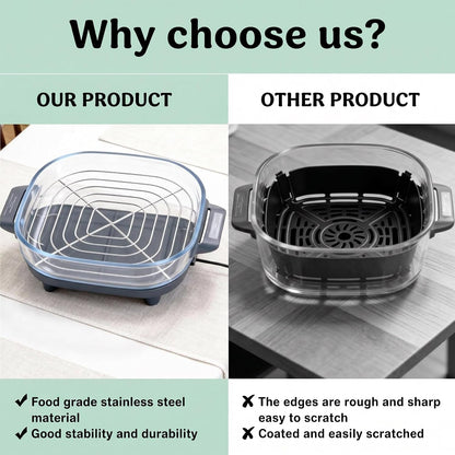 2-Pack Square Crisper Racks for Ninja Crispi 2.5/4/6 QT | Food-Grade 18/8 Stainless Steel, Dishwasher Safe, 0.8-In Enhanced Air Circulation, Sturdy6