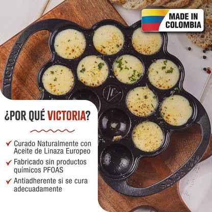 Cast Iron Poffertjes Dutch Pancake Pan with Loop Handles, Preseasoned with Flaxseed Oil, Made in Colombia2