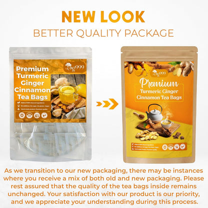 120 Bags Premium Turmeric Ginger Cinnamon Tea, Improve Digestion, Support Brain, Weight, Skin and Sleep, Eco-Conscious Tea Bags and Premium Natural Ingredients. Turmeric Ginger Herbal Tea. No Sugar, No Caffeine, No Gluten, Vegan.2