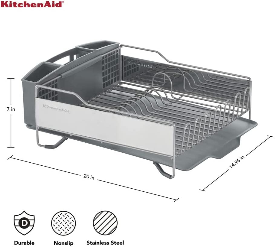 kitchenaid-large-capacity-full-size-rust-resistant-dish-rack-with-angled-drain-board-and-removable-flatware-caddy-light-grey