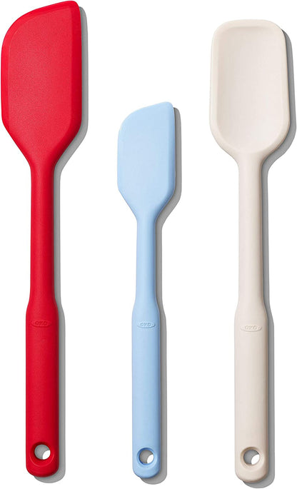 OXO Good Grips Silicone Heat Resistant Spatula Set - 3 Piece, Multicolor | Non-Stick Safe, Baking and Cooking Spatulas, Kitchen Utensils, Dishwasher Safe, for Scraping and Scooping1