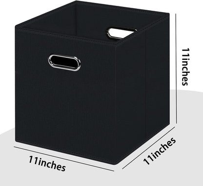 Black Foldable Storage Cubes Bins , Fabric Storage Box Cubes Organizer Baskets with Dual Handles for Home Organizer (Black)2