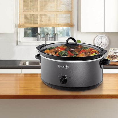 Crock-Pot 7-Quart Manual Slow Cooker, Family Size Serves 8+ People & Fits 6-Lb Roast, Removable Stoneware with Warming Setting, Dishwasher Safe for Easy Cleanup, Charcoal3