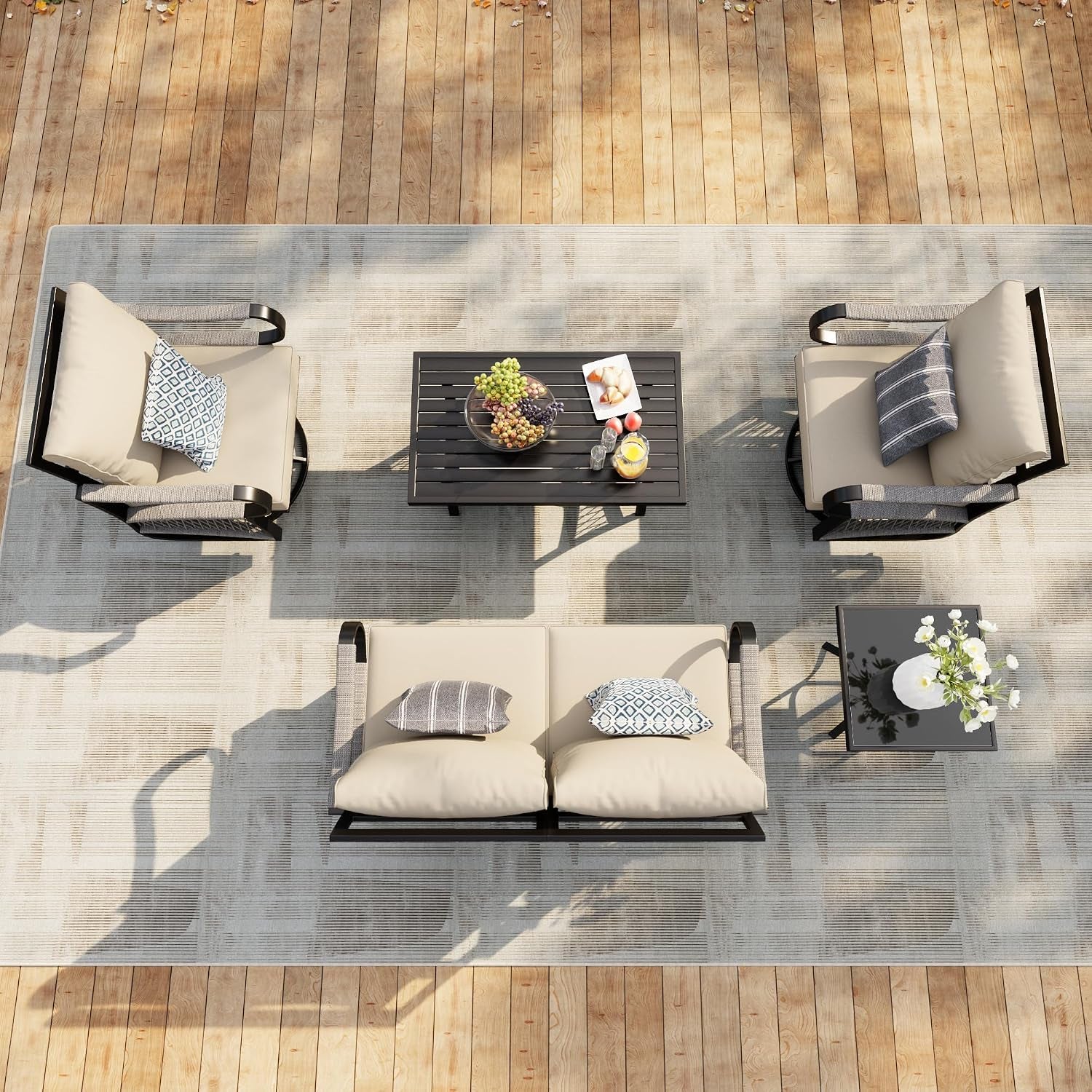 5-pieces-outdoor-conversation-set-rope-patio-furniture-sets-metal-2-swivel-rockers-with-side-table-loveseat-sofa-with-coffee-table-beige-cushions